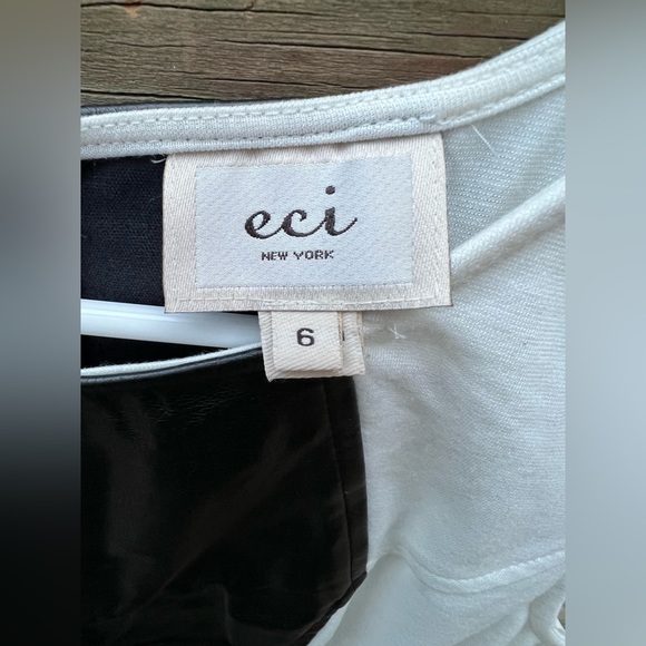 ECI New York Women’s Dress With Faux Leather Strip Down Center in Front and Back - Picture 4 of 6